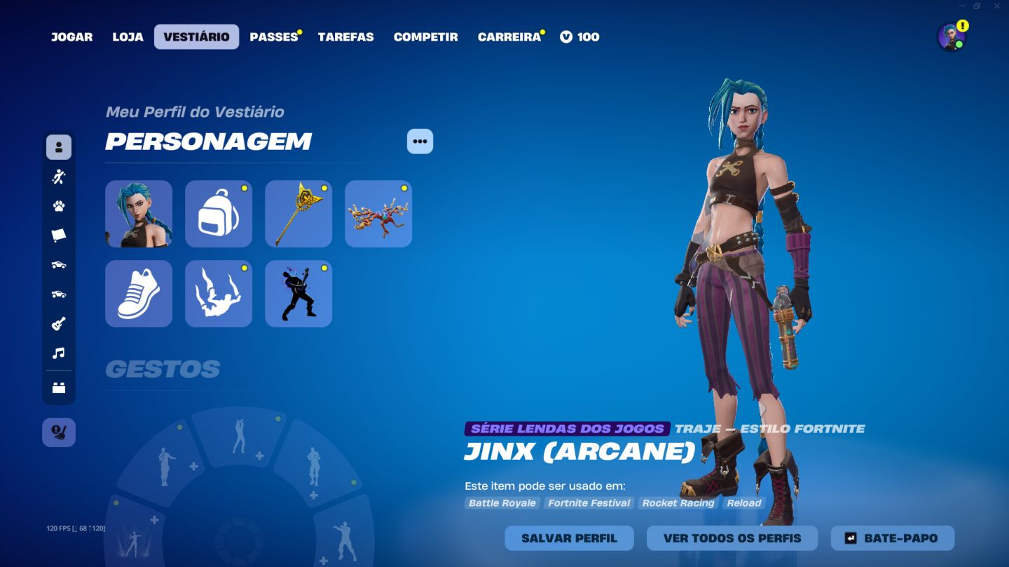 CONTA FORTNITE RENEGADE E JINX