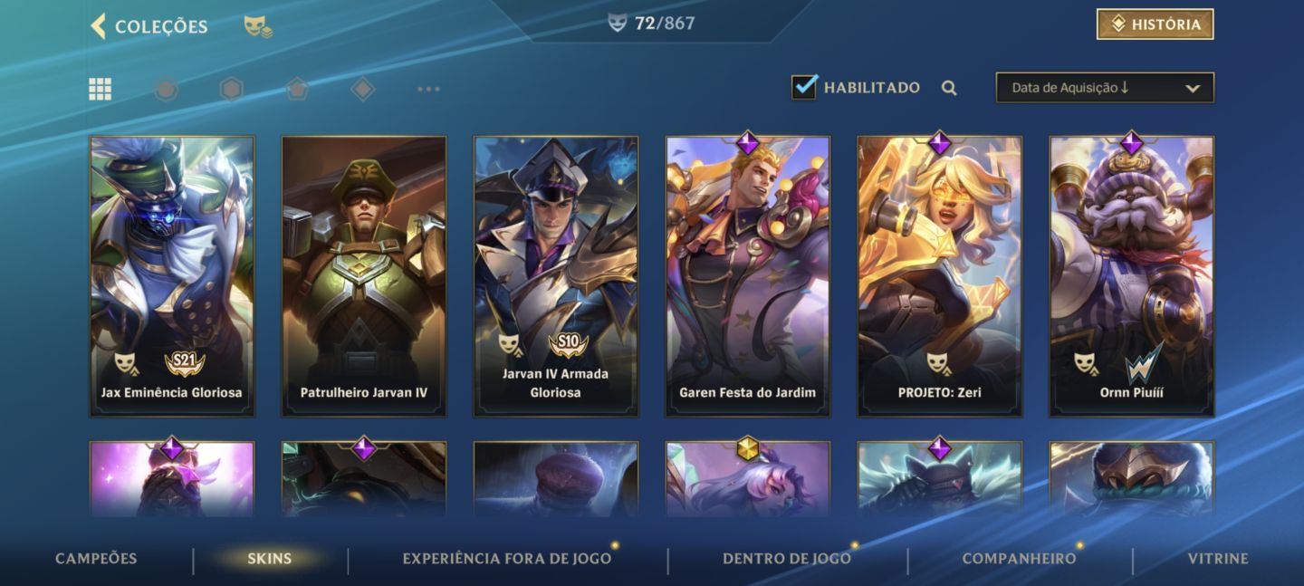 Conta Wild Rift Nv128 Desafiante na última season,com skins tops