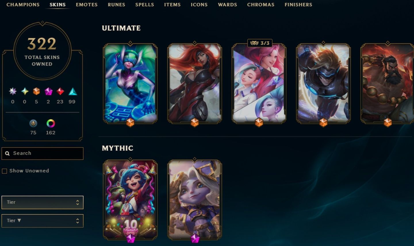 322 SKINS, 183 CHROMAS - CONTA DE LEAGUE OF LEGENDS