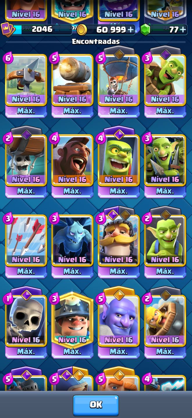 Conta clash royale nível global