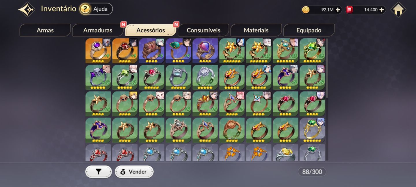 Conta top ranking com vários personagens equipamentos e acessórios lendários