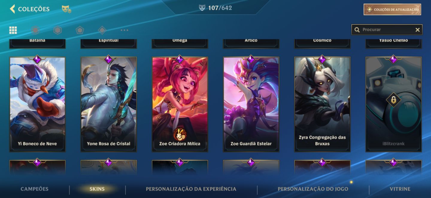 Conta main Evelyn, zoe e ahri com quase todas da seraphine