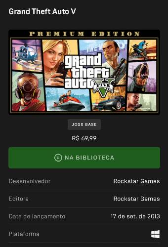 Conta Epic Games Com GTA 5 Com 5 jogos - Epic Games - GGMAX