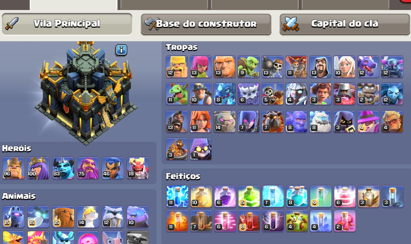 Estas 3 contas do Clash of clans (cv17, cv16 e CV12)