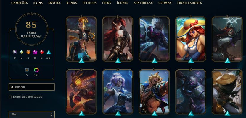 CONTA ESMERALDA 4 / MF EXOCÓSMICA / 4 SKINS DO YASUO / 42 SKINS / 10K EA