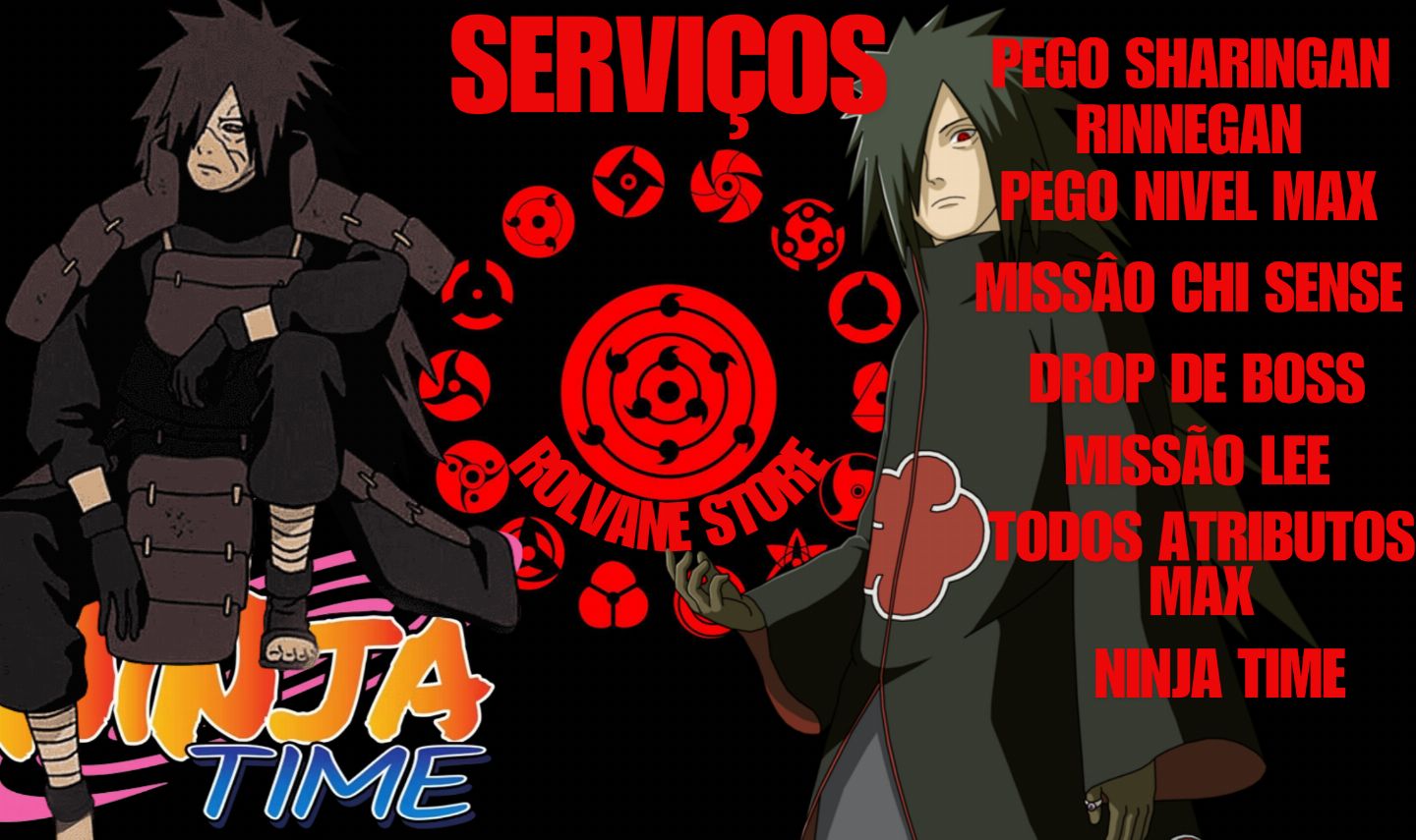 (SALE) SERVIÇOS: CLÃ/LVL MAX/AKATSUKI/KG/ATRIBUTO MAX/BEAST MODE NINJA TIME