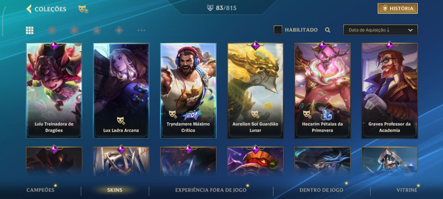 Conta lol com ótimas skins