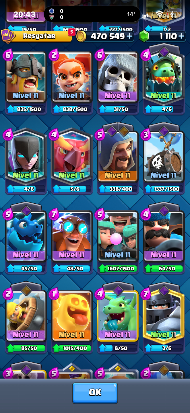 Conta de Clash Royale, negocio valor, possui quase todas as cartas, e arena alta