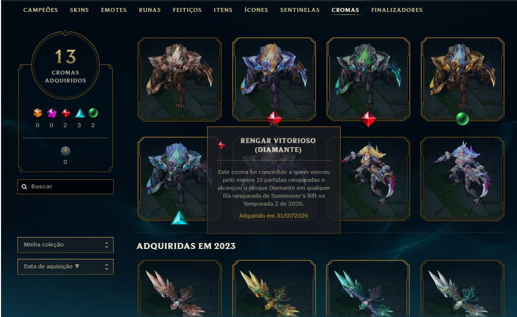 Conta Diamante 3 56 lp 60% de winrate League of Legends