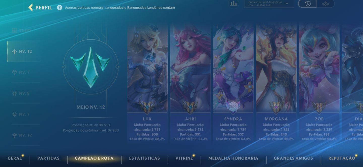 Conta wild rift focada em sup/mid