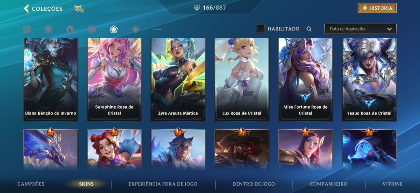 CONTA WR LEVEL 220 COM 166 SKIN ALL CHAMPS