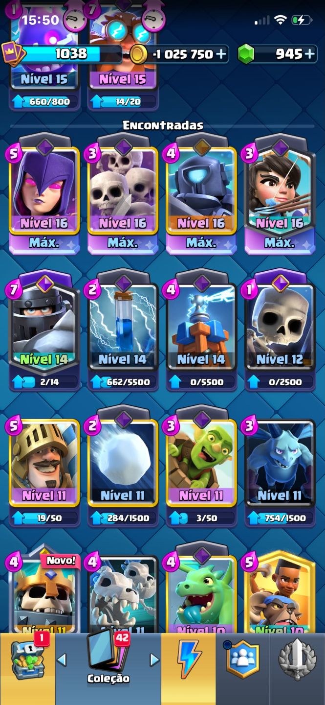 CONTA CLASH ROYALE QUASE TODAS AS SKINS DO JOGO E COM 1K DE GEMA E 5K TROFEU