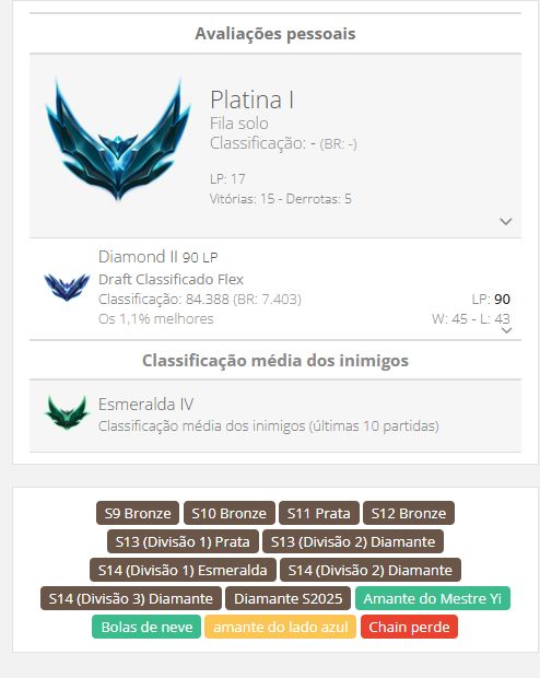 Conta de LOL (diamante II) e Valorant (ouro) - com todos os agentes.