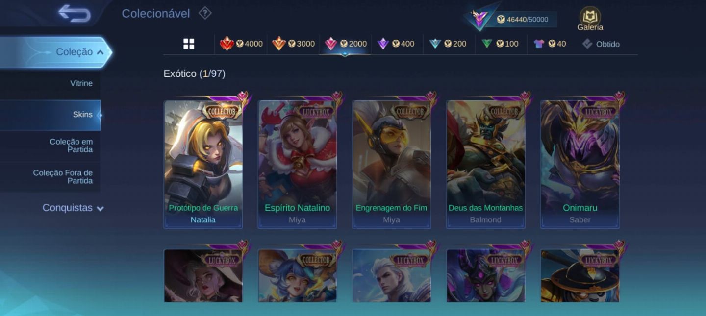 CONTA TODOS OS HEROIS E 200 SKINS