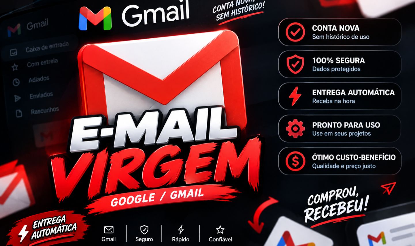 E-MAIL NOVO E VIRGEM | ENTREGA INSTANTÂNEA