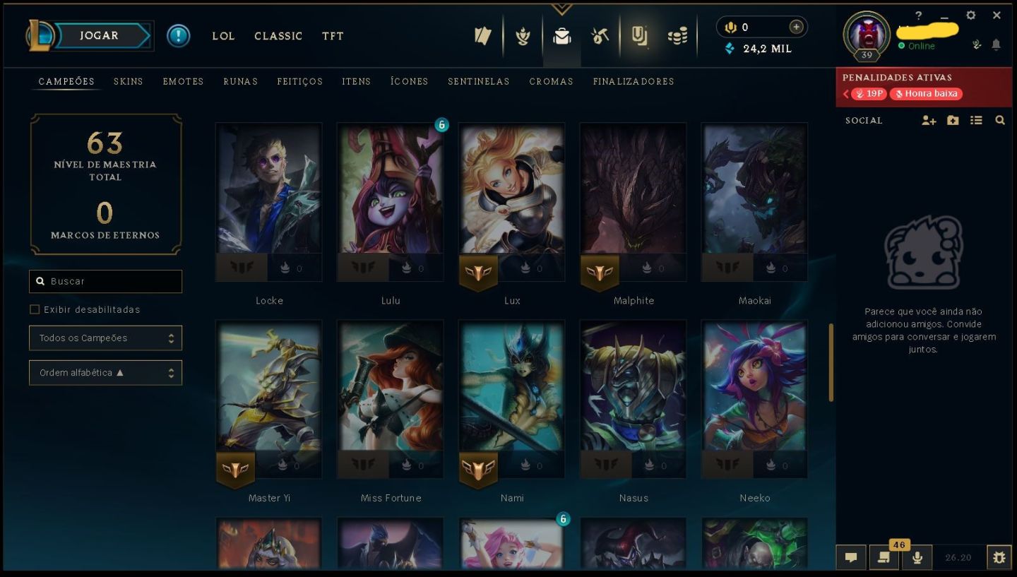 (UPADA À MÃO) CONTA SMURF - PLATINA 4 - 24,2K EA - SKINS - 100% SEGURA