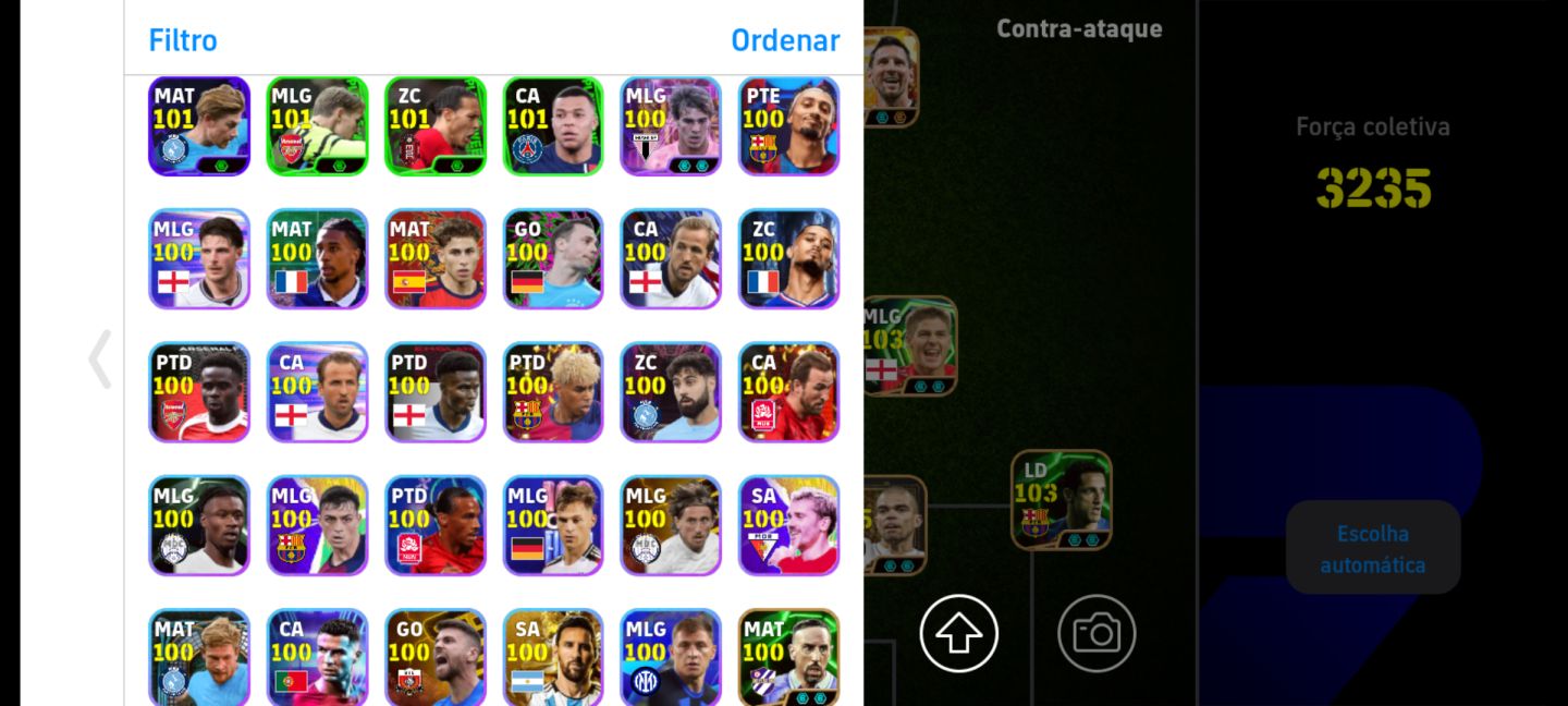 Conta de efootball mobile com o novo Bale e Messi 111