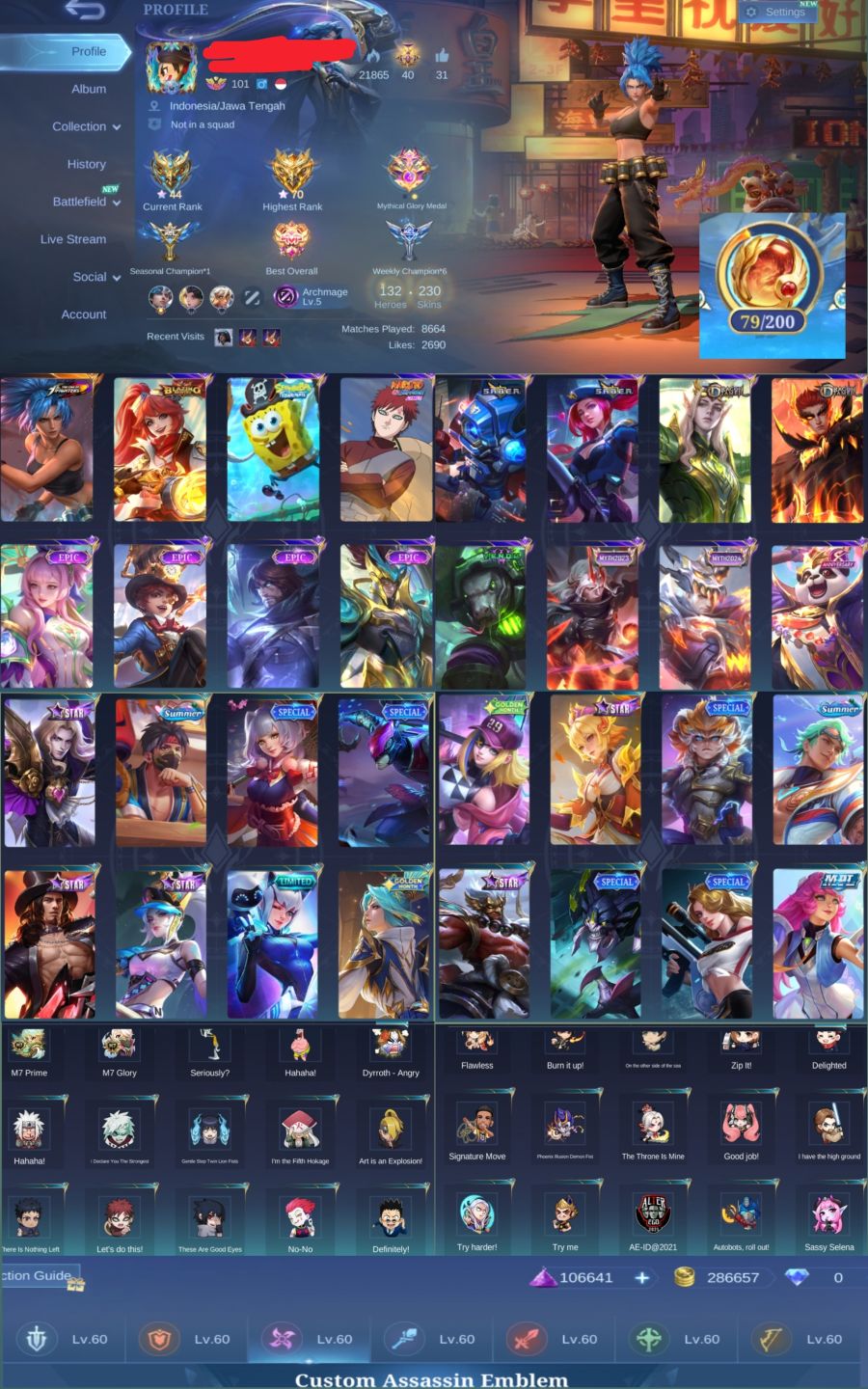 CONTA MOBILE LEGENDS COM 230 SKINS [SMURF] LEIA A DESCRIÇÃO