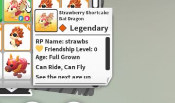 Pet strawberry shortcake bat dragon