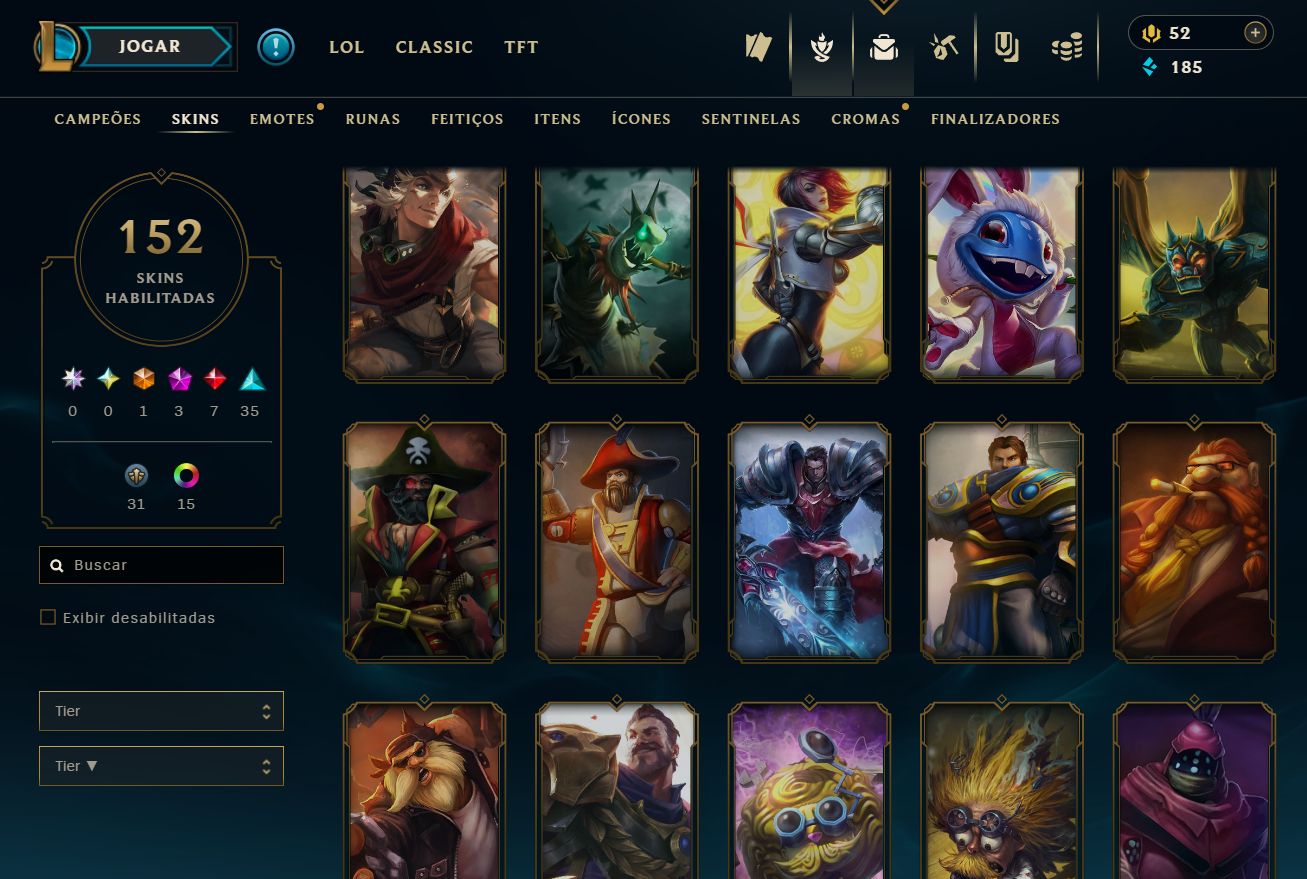 [ACESSO IMEDIATO] 152 Skins 165 Campeões