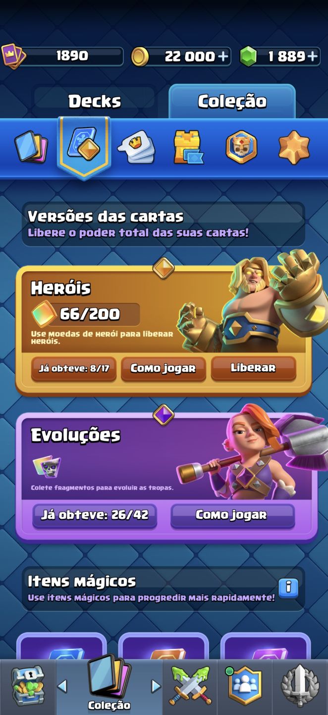 CONTA 10 ANOS / 22 CARTAS LVL 16 / 26 EVOS / 8 HEROIS - RARA - ACEITO OFERTAS