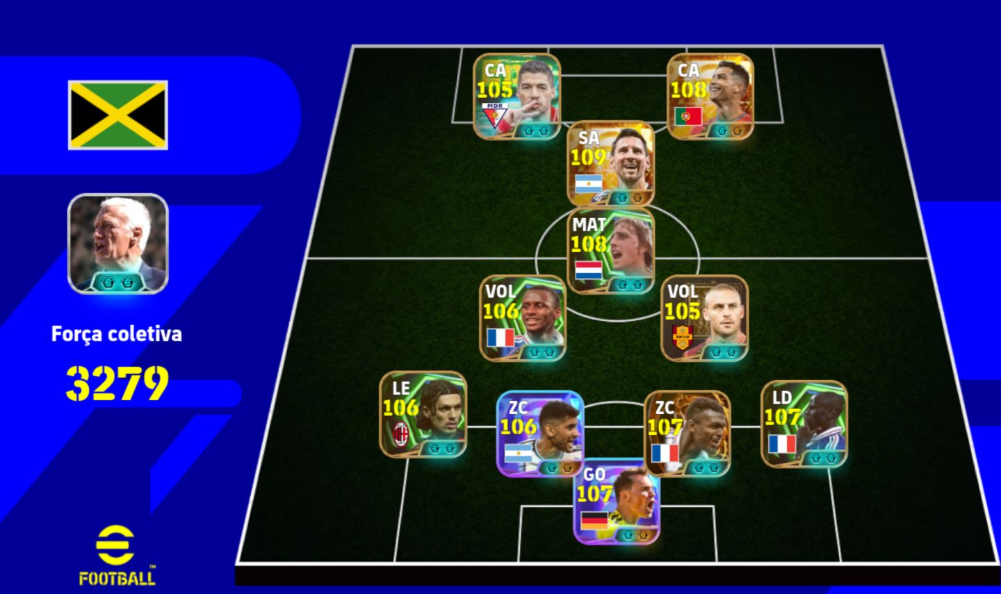 CONTA DE EFOOTBALL COM MESSI E CR7