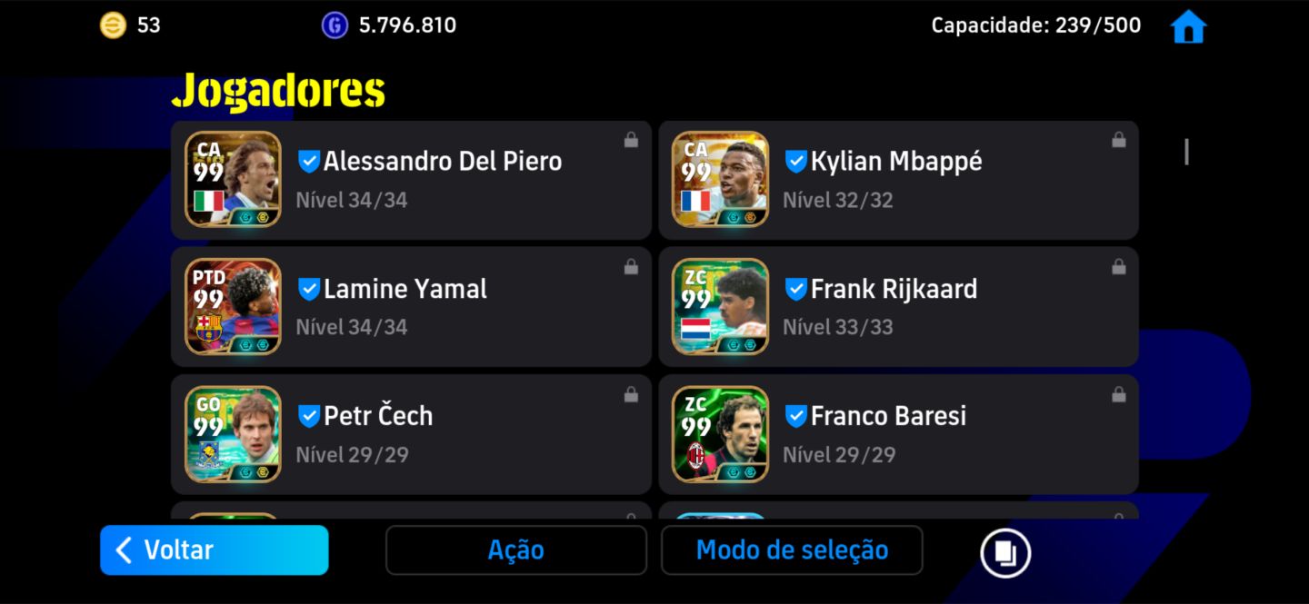 CONTA PRIME EFOOTBALL COM OS MELHORES JOGADORES