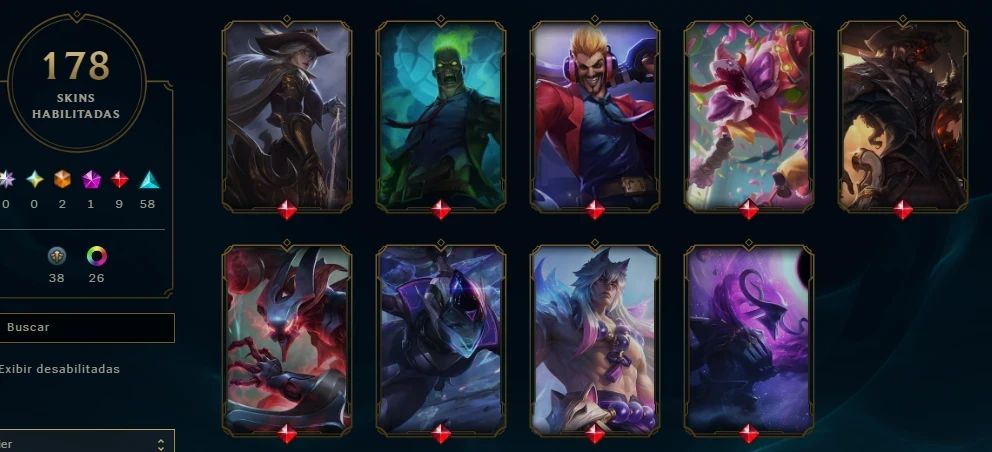 Conta LOL platina 1, 178 skins e 1400 RP