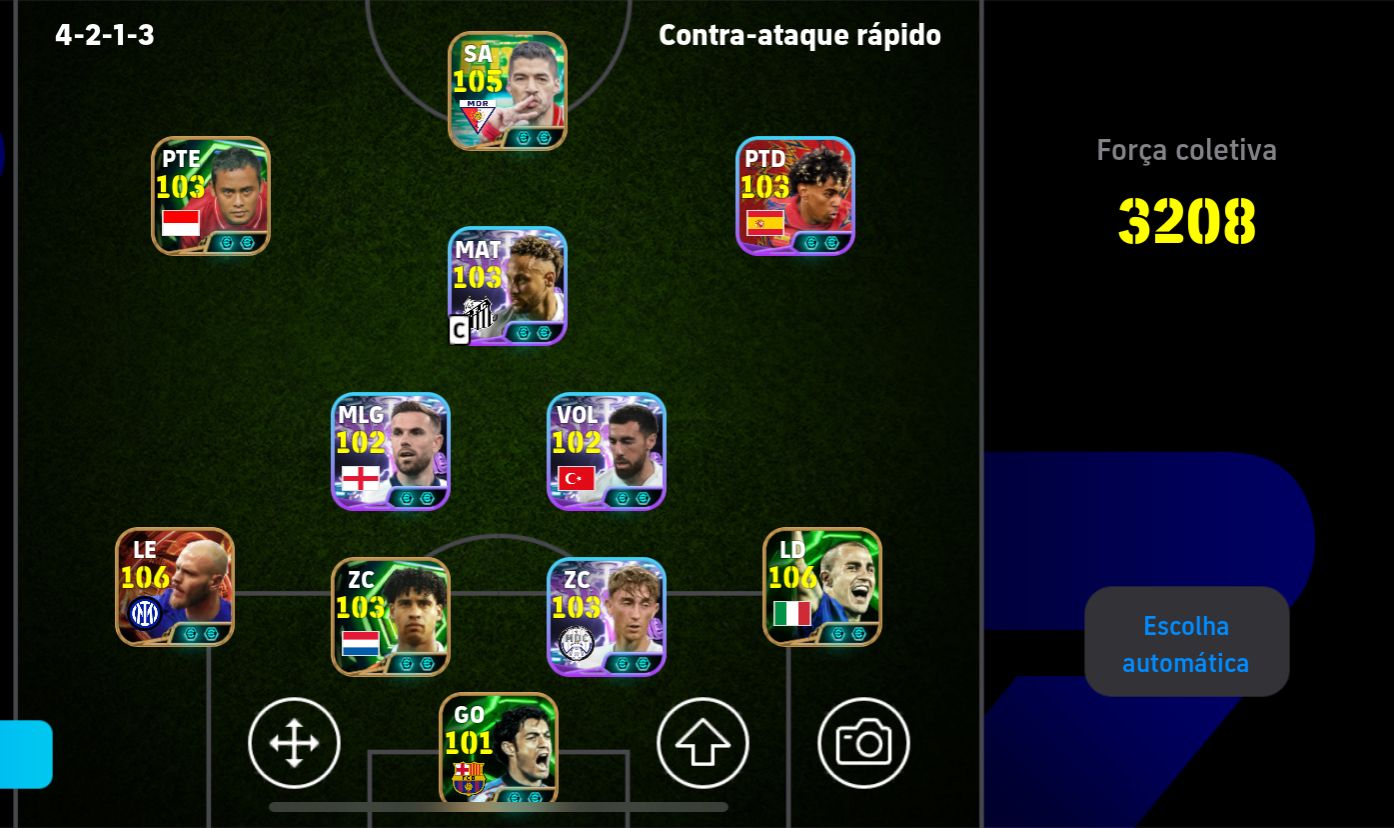 Conta Efootbal com 3 blitz curler