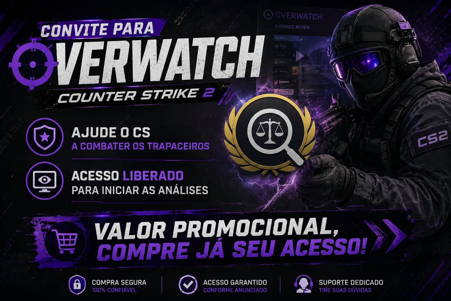Convite para Overwatch/Vacnet Counter-Strike 2 (CS2)