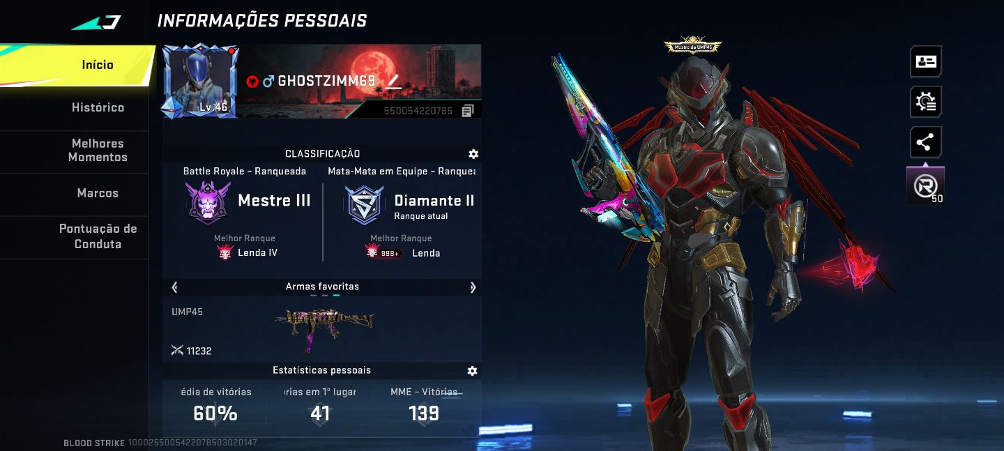 Conta de blood Striker rara como várias skins ultra um personagem eterno