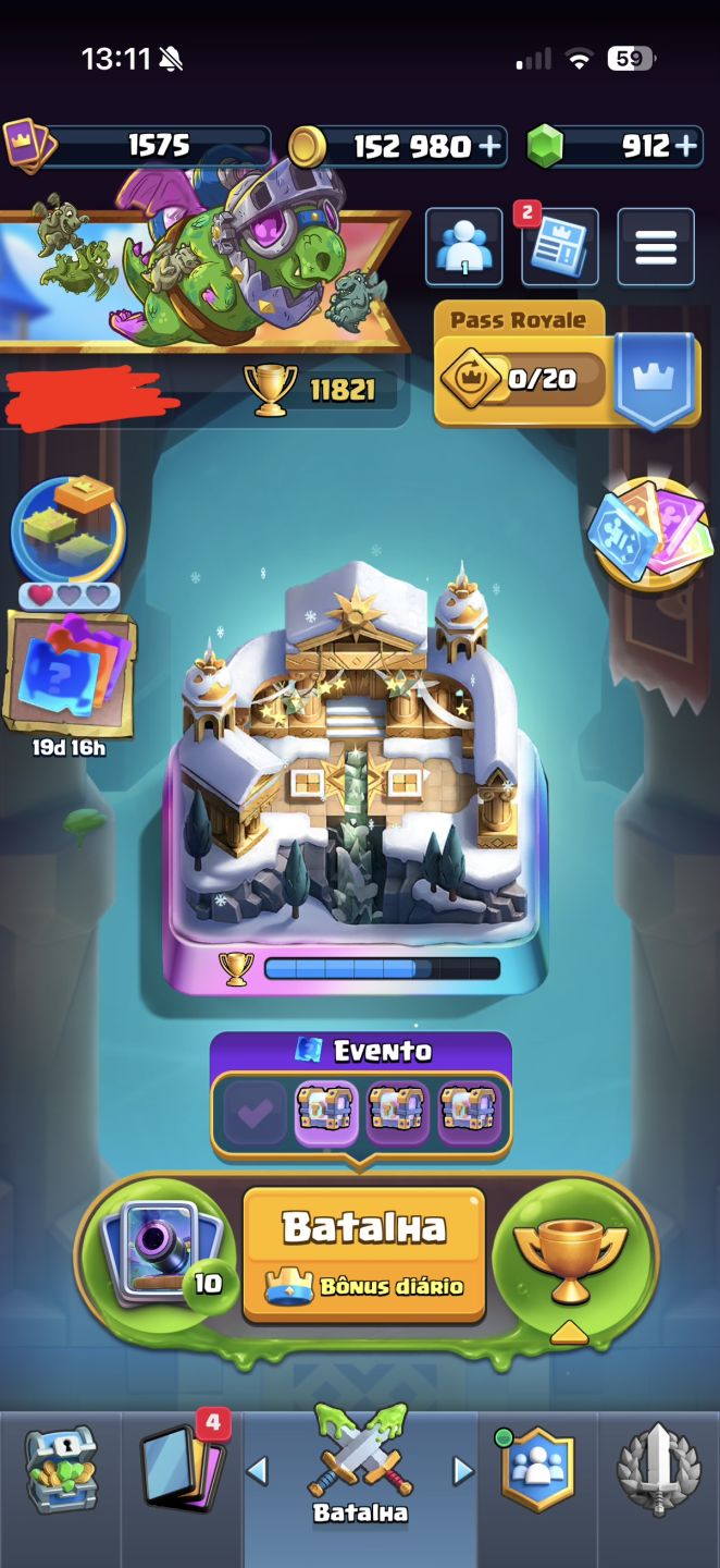 CONTA CLASH ROYALE 11821 Troféus, CORREDOR NVL 16 POSSUI TODAS AS CARTAS