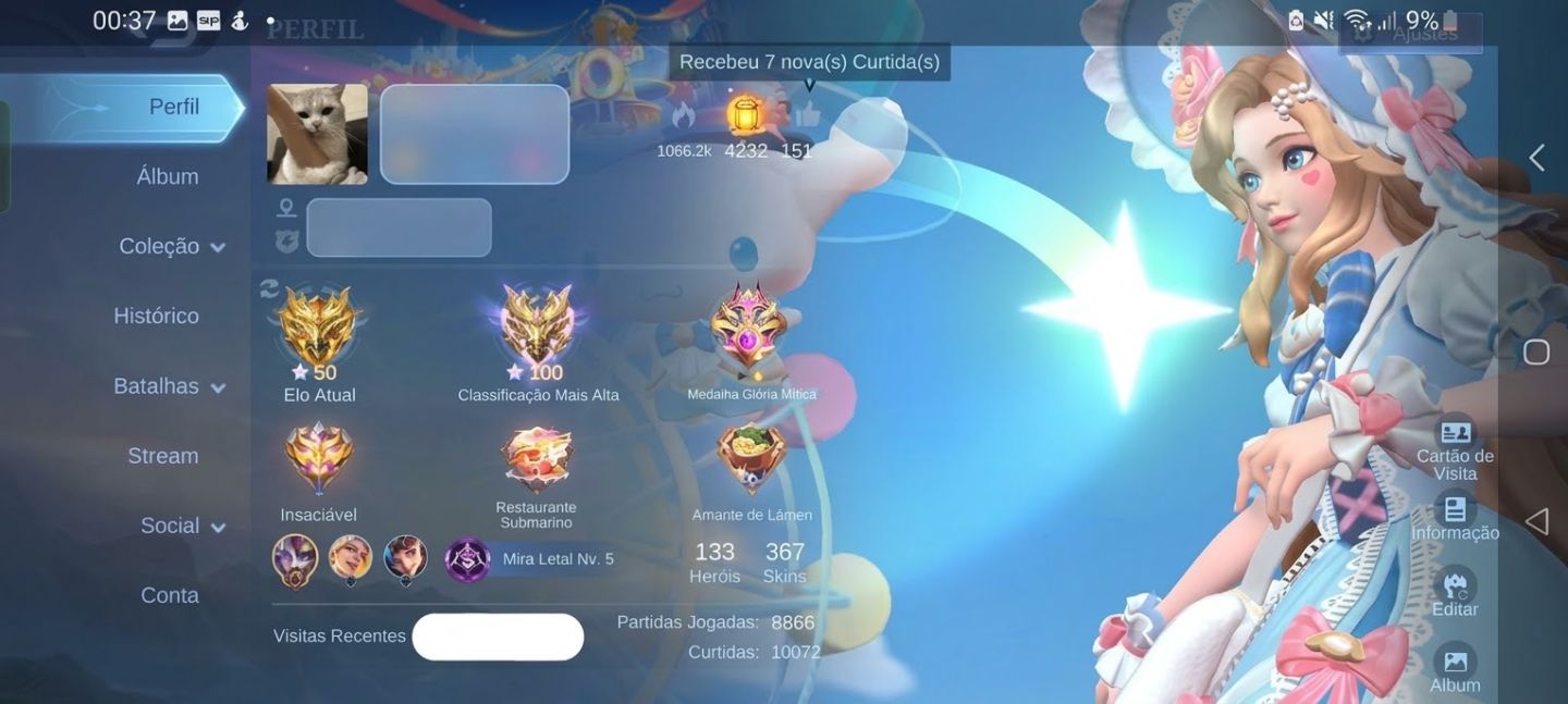 MLBB | Top Imortal 100 | 367 Skins | Naruto, Primes, Legends | Emblemas Full 60