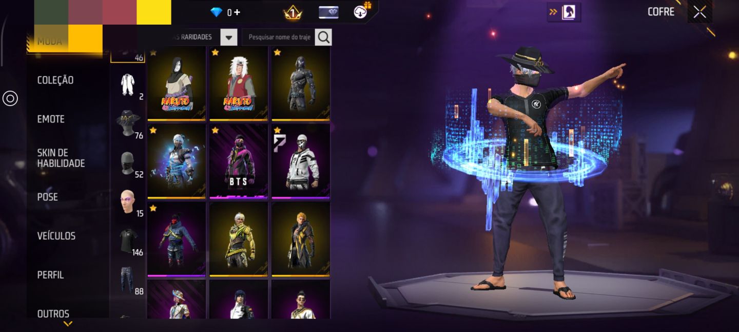 Conta Free fire - Camisa rara do fluxo e parceria Naruto