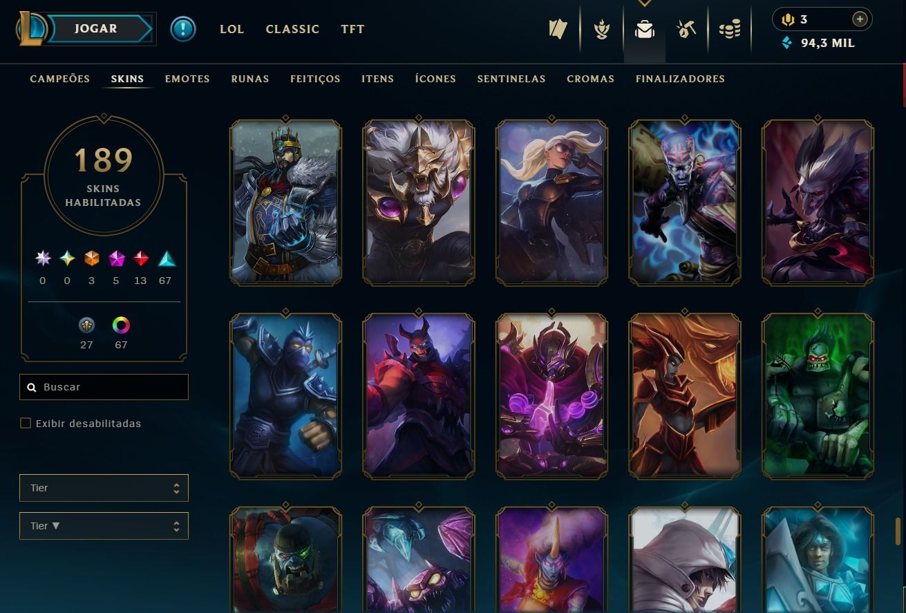 CONTA DE 2016 - 189 SKINS - LVL 306 - TODOS CAMPEÕES - 94K DE EA - 55 CROMAS