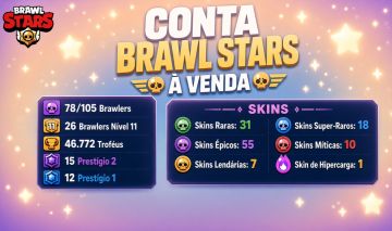 Conta de Brawl Stars, 46k Troféus, 78 Brawlers. (E-mail Incluído)