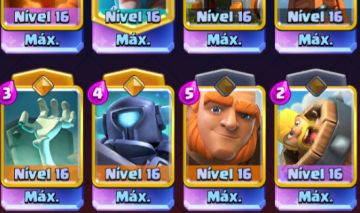 Conta clash royale, com algumas cartas no Maximizada