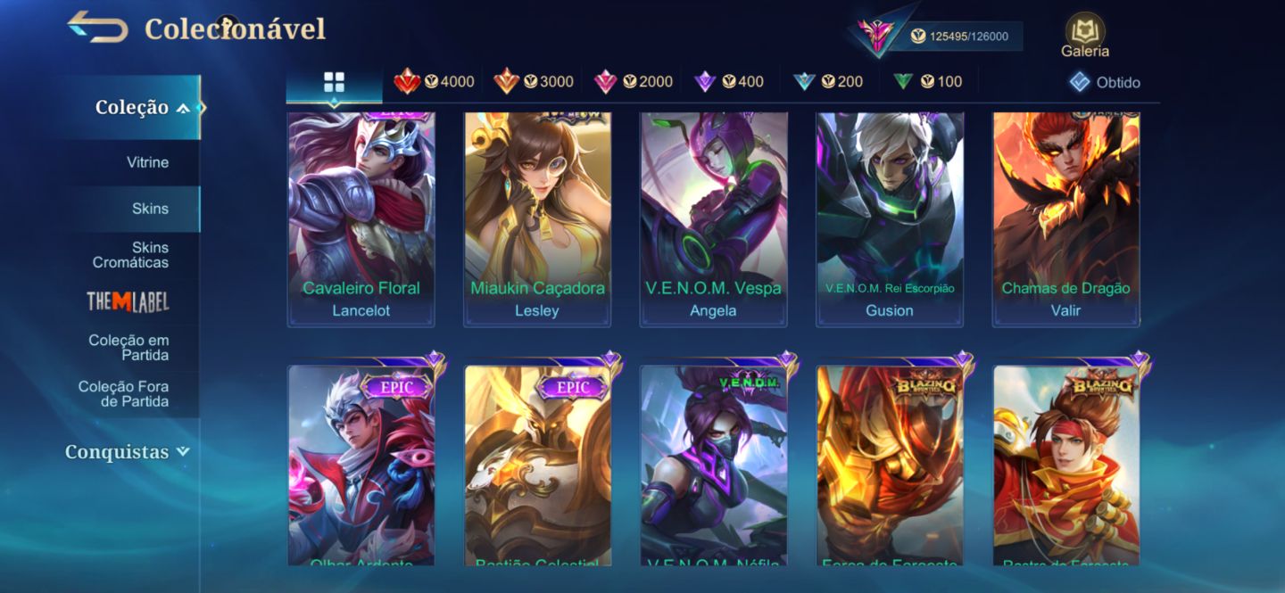 Conta MLBB | 326 Skins, Freya Lenda + Collabs (JJK, AOT, Naruto, HxH)