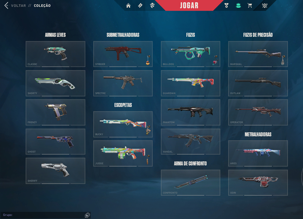Conta de valorant, 3 skins de vandal, 2 phantom, 1 operator e 1 faca. gold 2