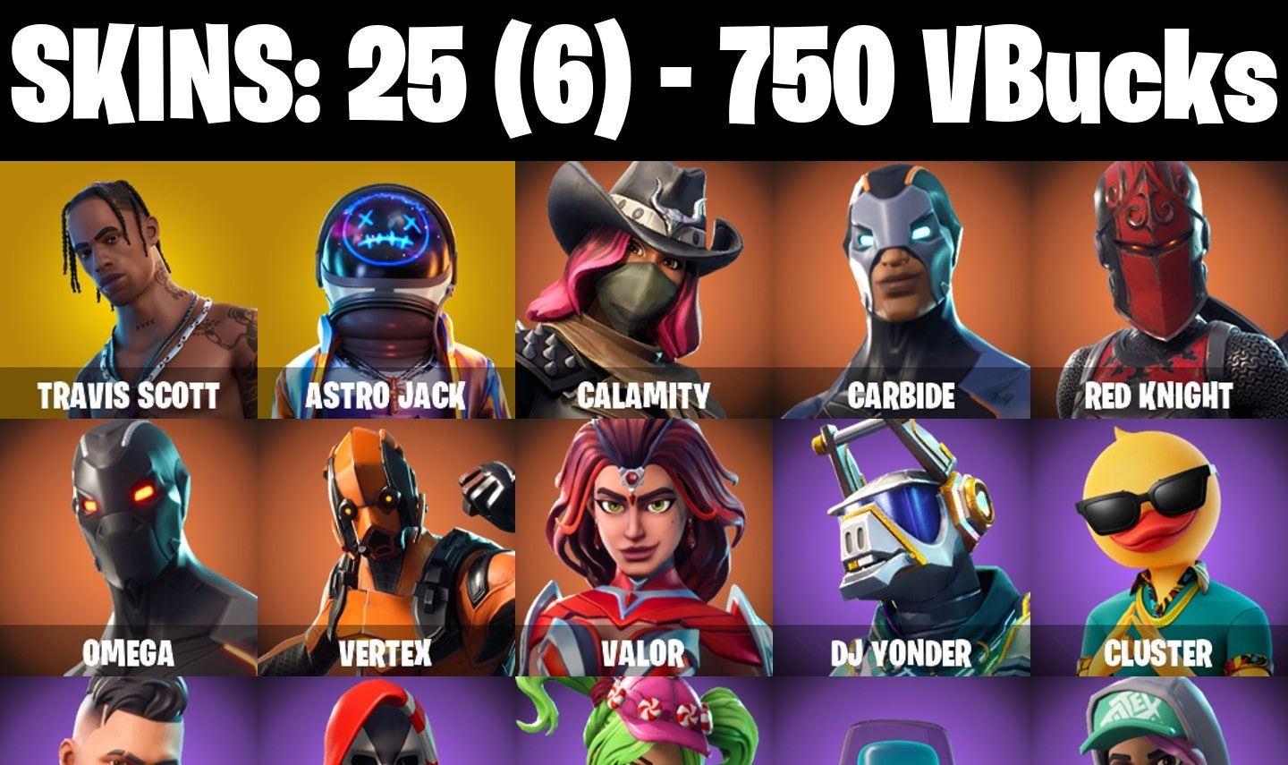 Conta Fortnite com Travis Scott | Astro Jack | Calamity | Carbide e 25 Skins