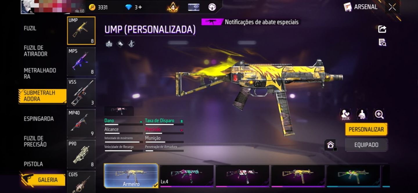 CONTA FREEFIRE COM TODAS AS SKINS DE NARUTO E ARMAS ATRIBUTADAS