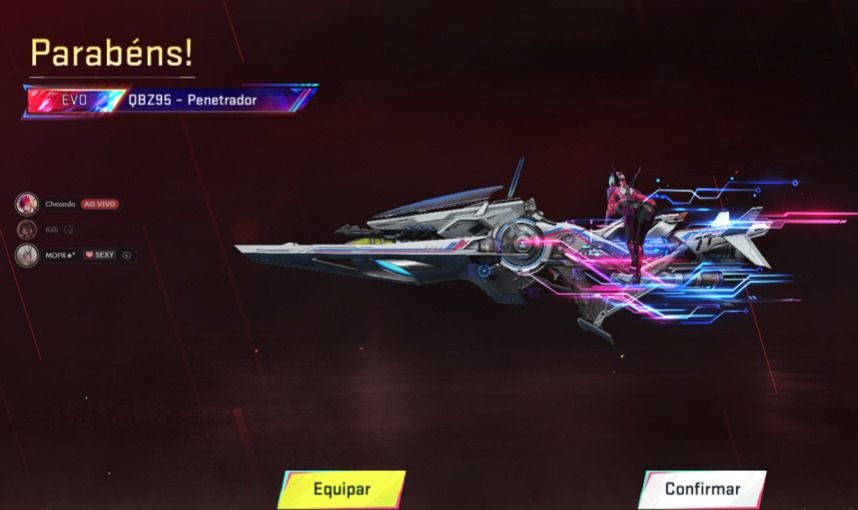 Conta com Skin Evo QBZ95 penetrador e Skin da Elizabeth coloboracao nanatsu