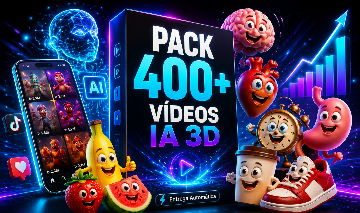 Pack 400+ Vídeos Animados IA Histórias de Frutas, Objetos e Órgãos 3D