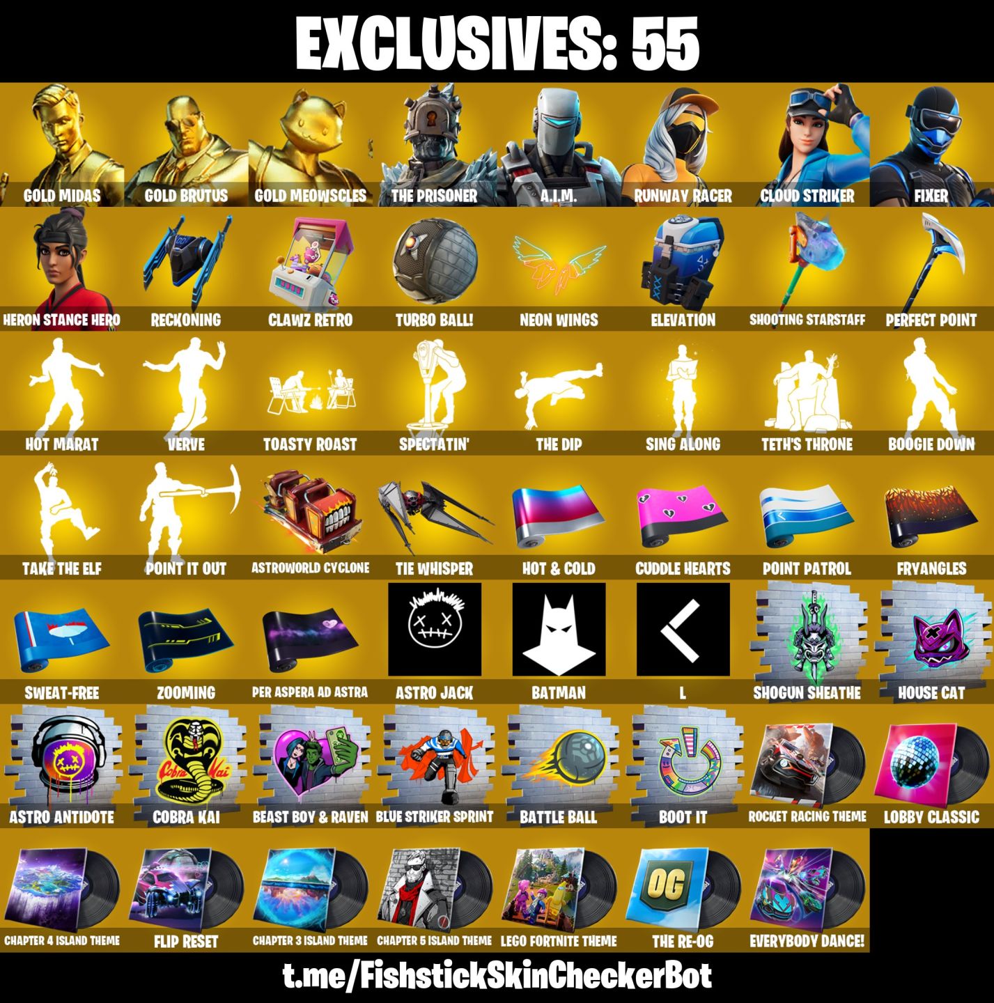 Conta Fortnite com Gold Midas | Gold Brutus | Gold Meowscles e 127 Skins
