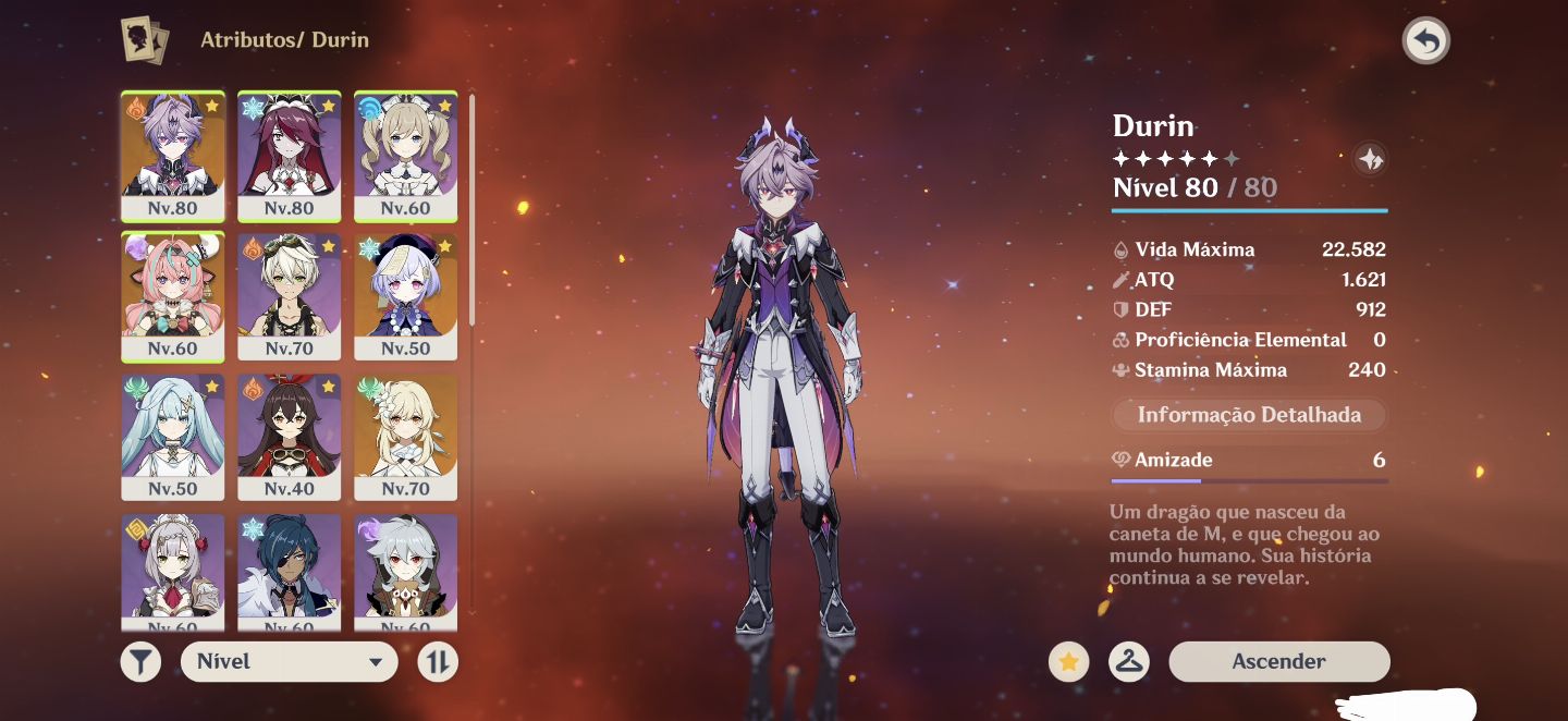 Conta Genshin Impact com skins lendárias