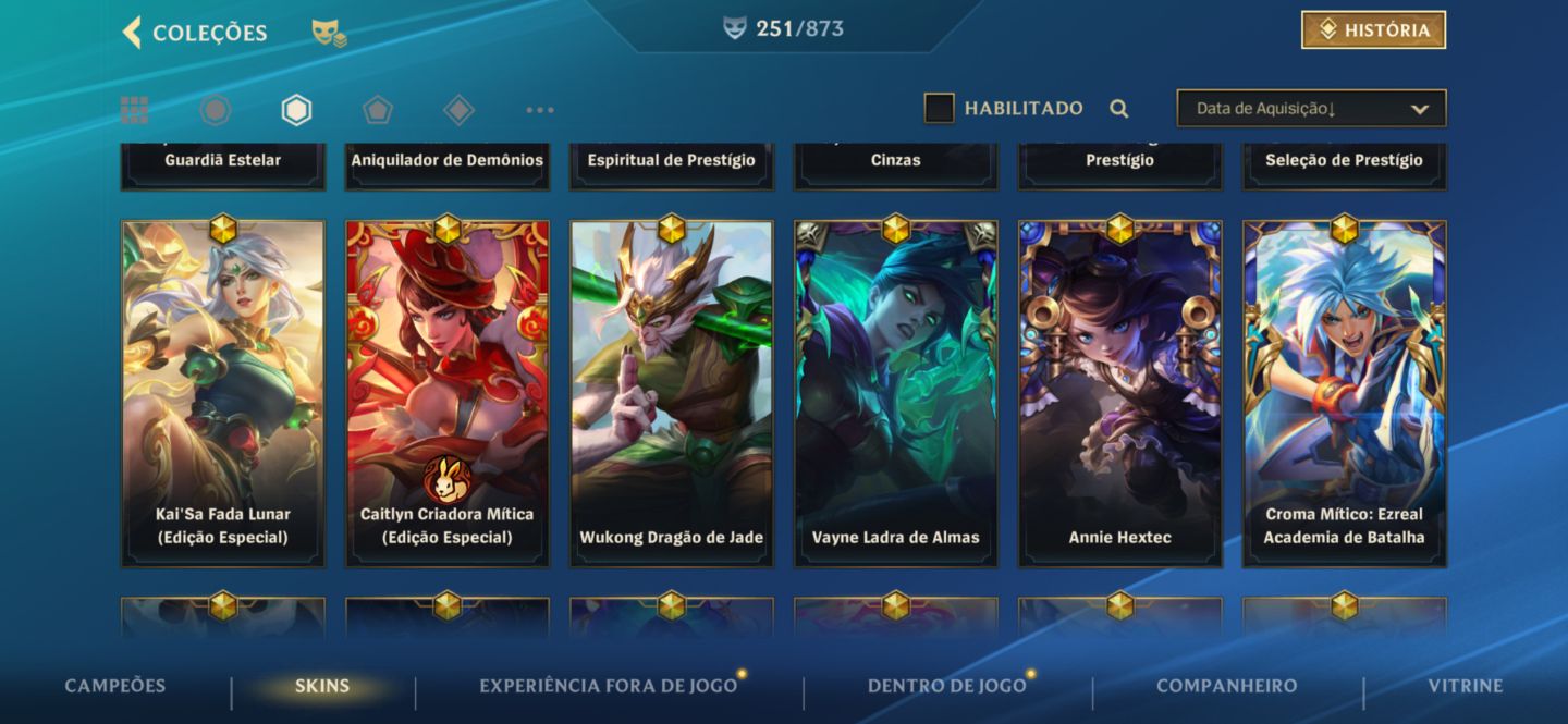 CONTA WILD RIFT DESAPEGO| 251 SKINS | 50K COLEÇÃO | MÍTICAS + PRESTÍGIO + SKINS