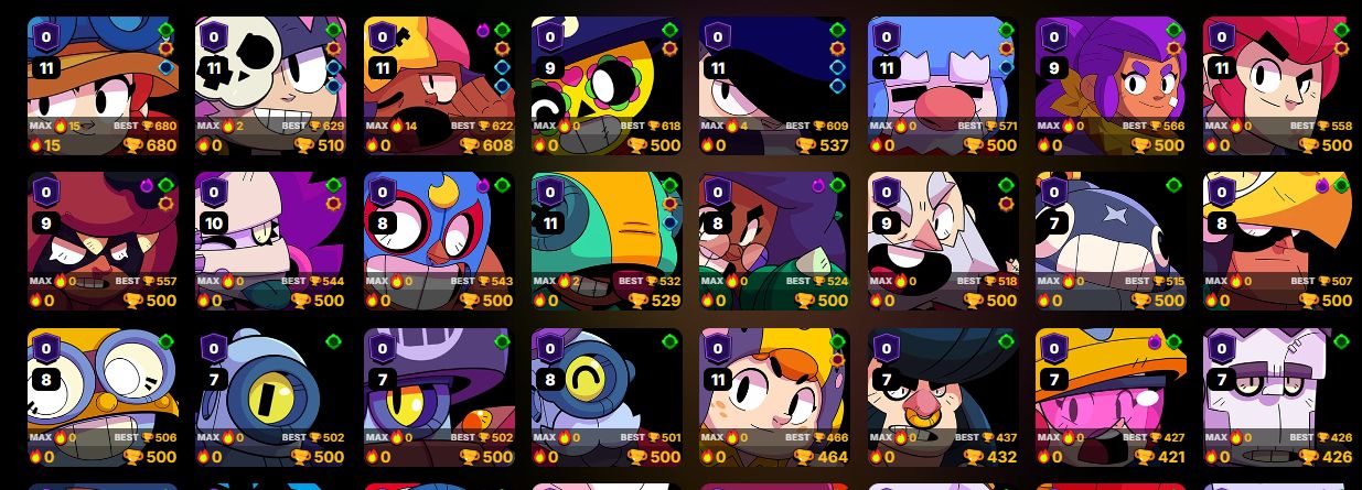 CONTA BRAWL STAR NIVEL 116 - 7 LENDARIOS