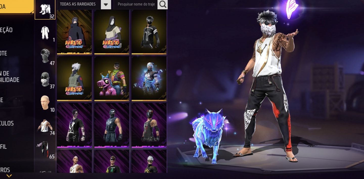 CONTA FREE FIRE COM ANGELICAL E ITACHI
