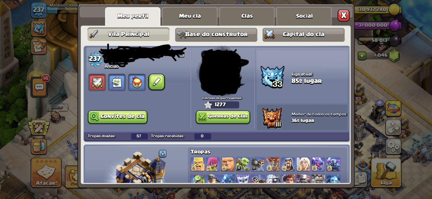 CONTA DE CLASH OF CLANS FULL