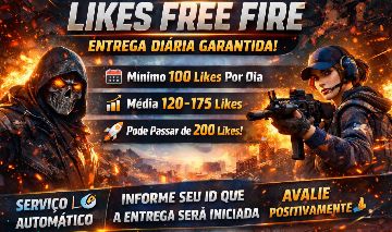 Likes Free Fire Entrega Diária entre 7 dias| Mín. 180 Likes Por dia